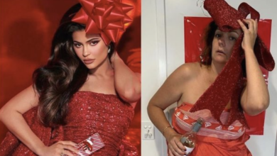 Photo of Comedian takes aim at Kylie Jenner as she parodies sexy Christmas snap