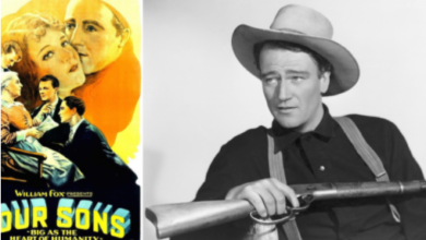 Photo of John Wayne stormed the scene with the movie Four Sons in a fit of rage .