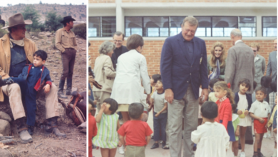 Photo of John Wayne spent a lot of time in Mexico doing charity work at orphanages .